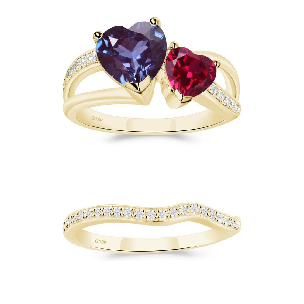 Heart Alexandrite and Ruby Toi Et Moi Ring - LUO Jewelry #metal_xxxxx