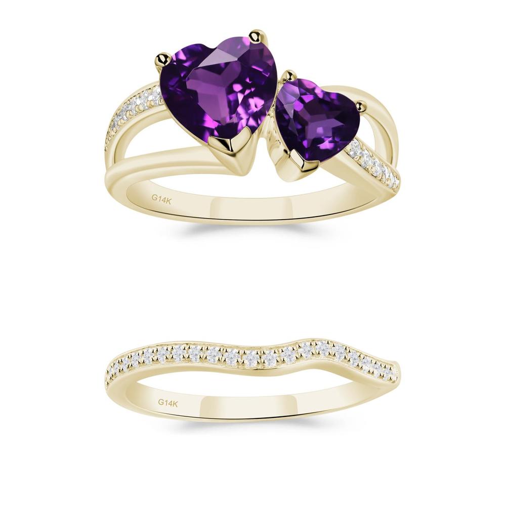 Amethyst Two Heart Ring - LUO Jewelry #metal_xxxxx