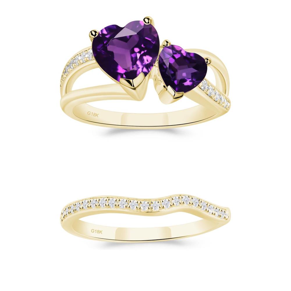 Amethyst Two Heart Ring - LUO Jewelry #metal_xxxxx