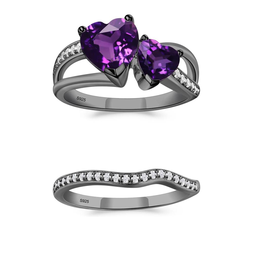 Amethyst Two Heart Ring - LUO Jewelry #metal_xxxxx