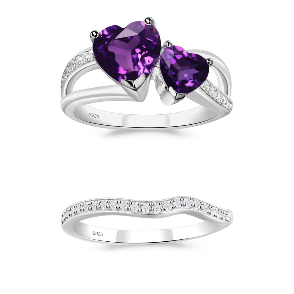 Amethyst Two Heart Ring - LUO Jewelry #metal_xxxxx