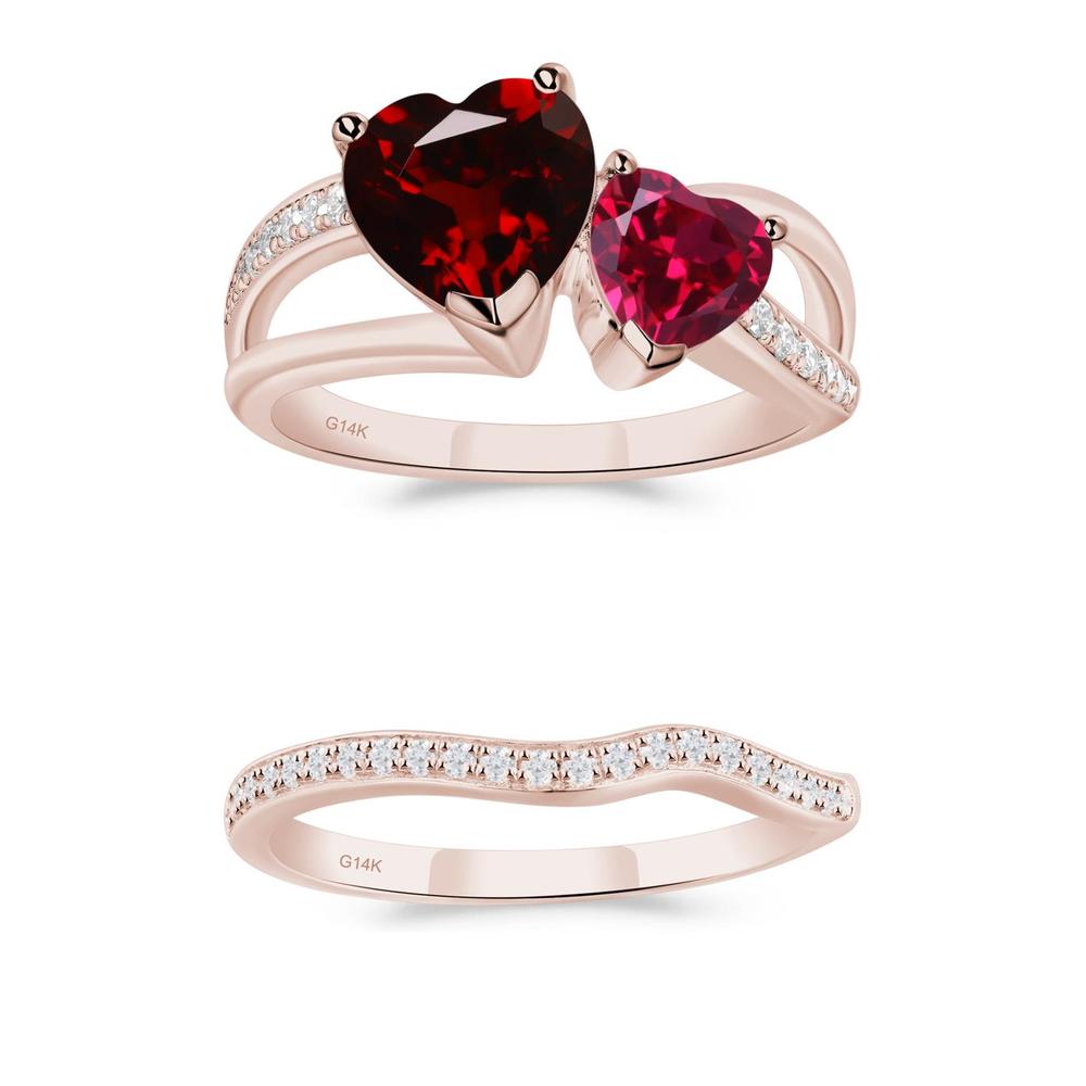 Garnet and Ruby Two Heart Ring - LUO Jewelry #metal_xxxxx