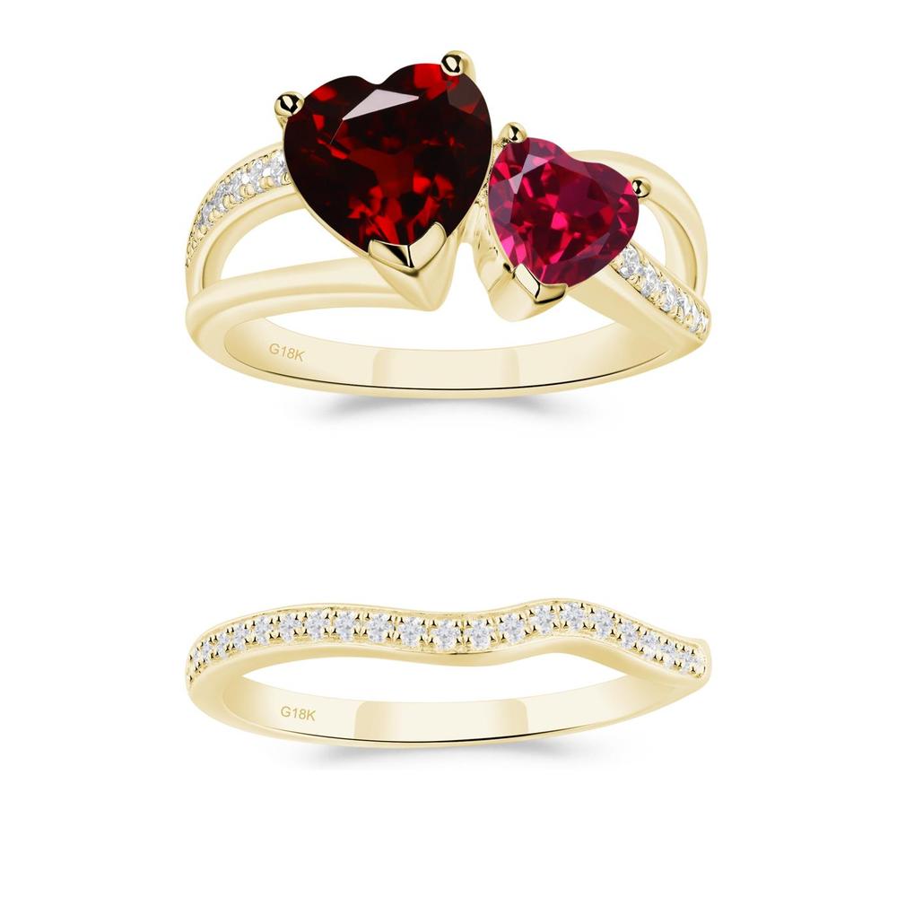 Garnet and Ruby Two Heart Ring - LUO Jewelry #metal_xxxxx