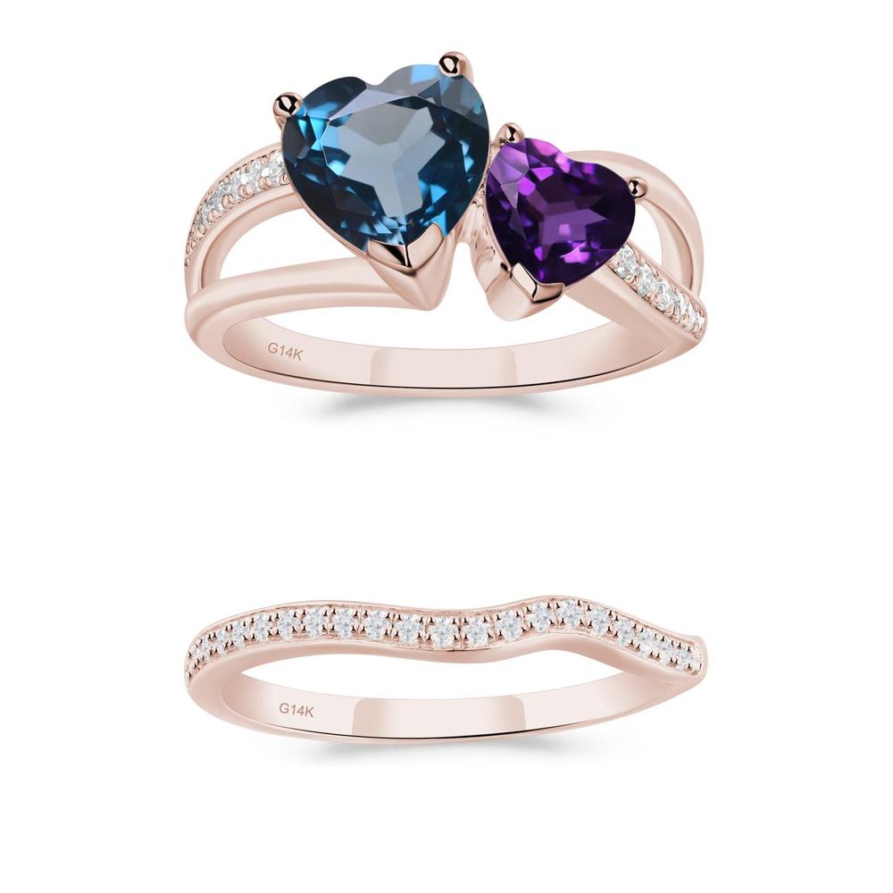 Heart Amethyst and London Blue Topaz Toi Et Moi Ring - LUO Jewelry #metal_xxxxx