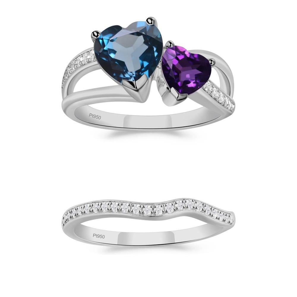 Heart Amethyst and London Blue Topaz Toi Et Moi Ring - LUO Jewelry #metal_xxxxx