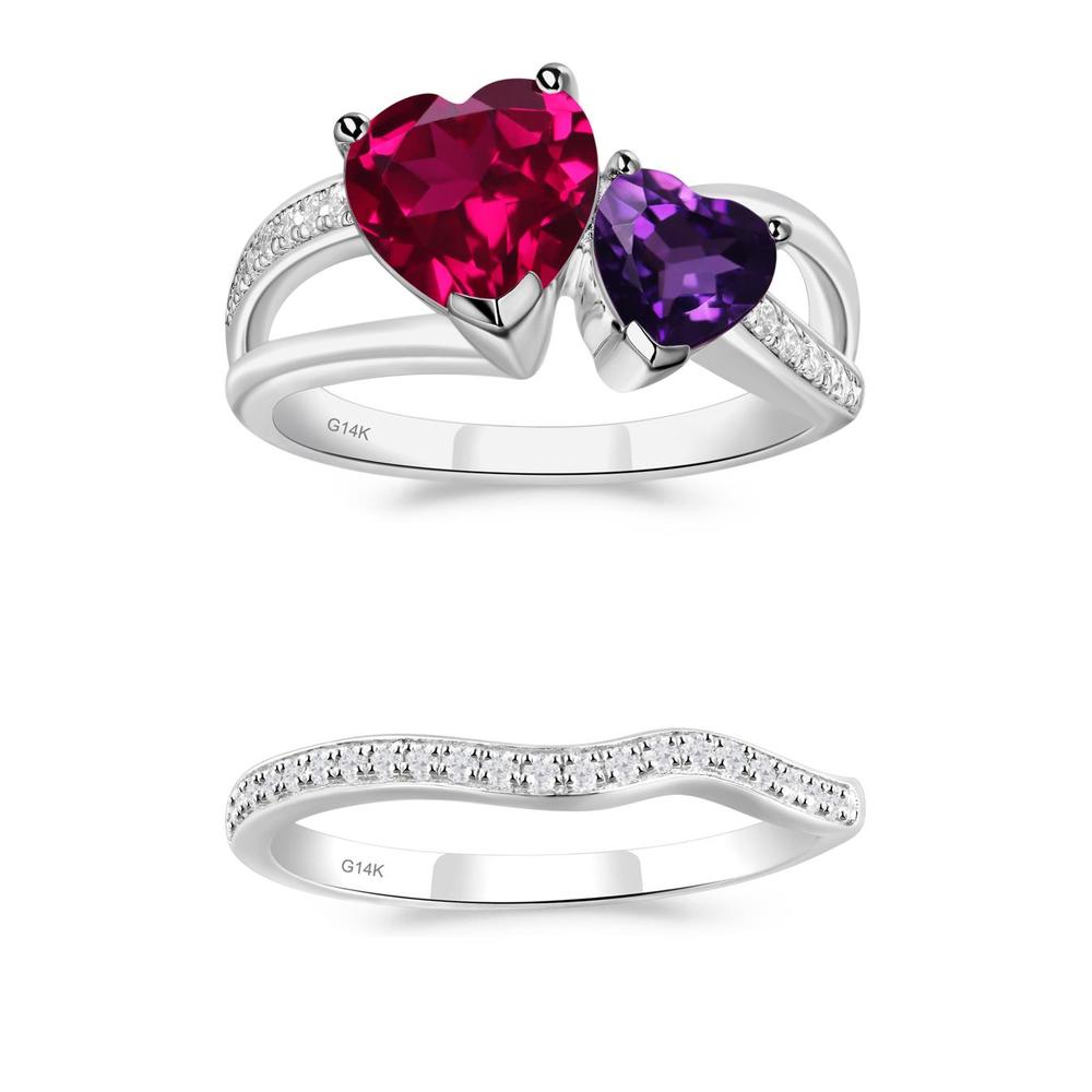 Amethyst and Ruby Two Heart Ring - LUO Jewelry #metal_xxxxx