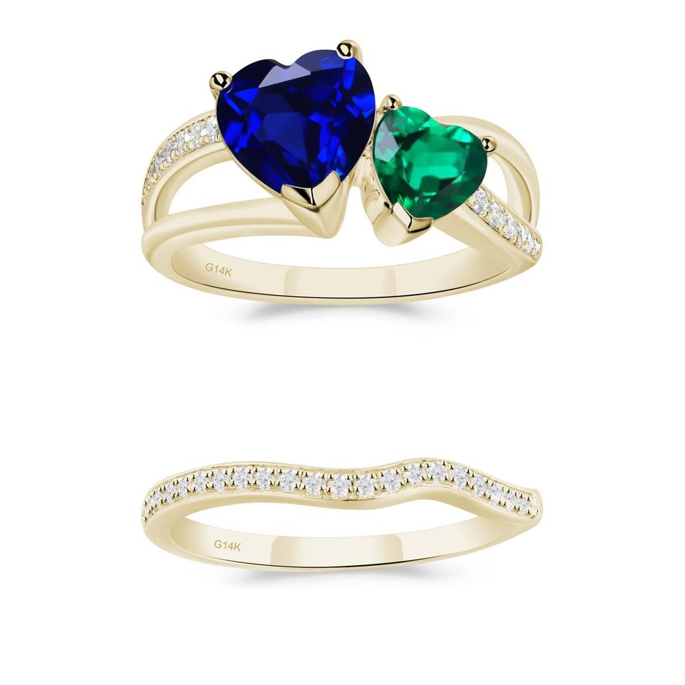 Emerald and Sapphire Heart Toi Et Moi Ring - LUO Jewelry #metal_xxxxx