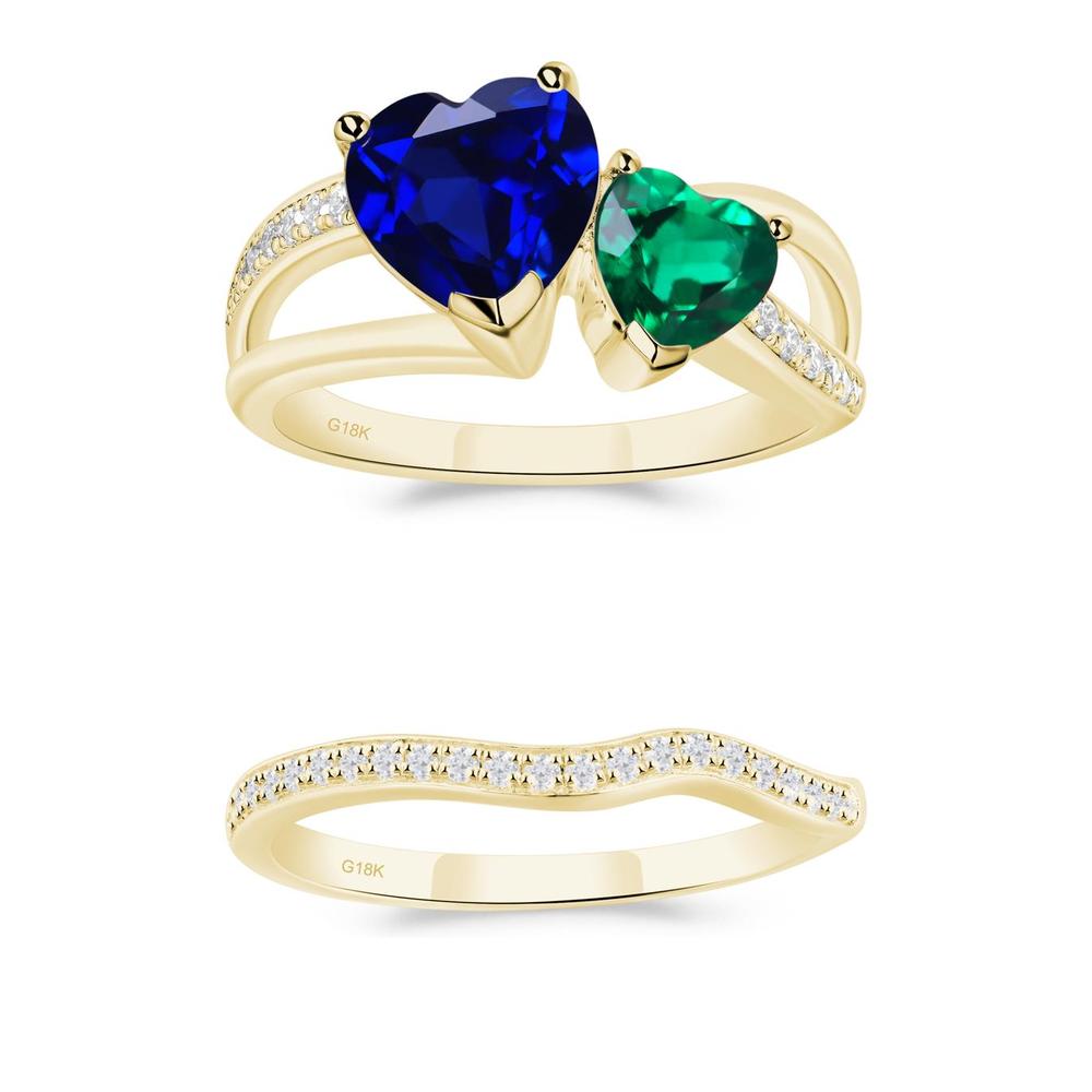 Emerald and Sapphire Heart Toi Et Moi Ring - LUO Jewelry #metal_xxxxx