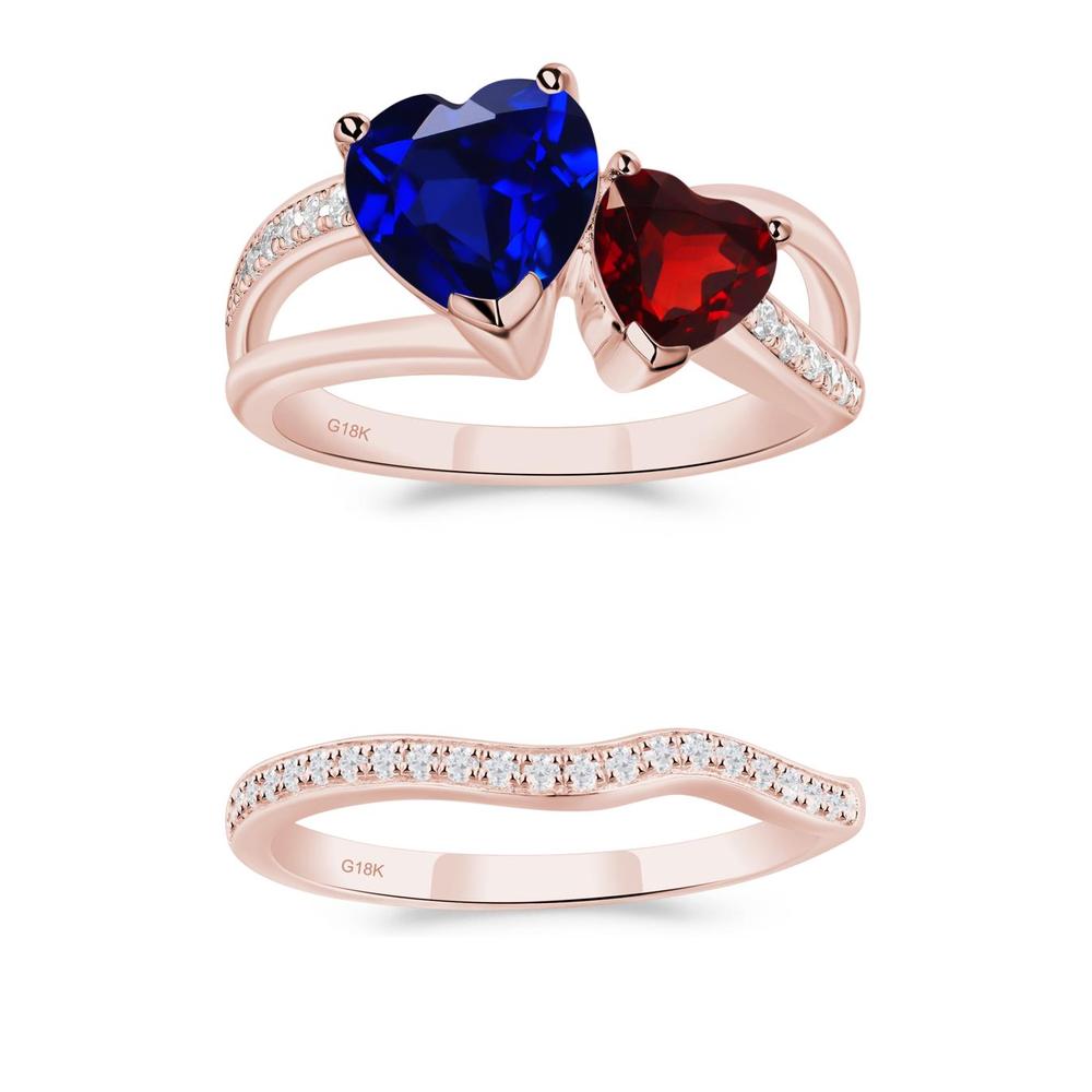 Garnet and Sapphire Heart Toi Et Moi Ring - LUO Jewelry #metal_xxxxx