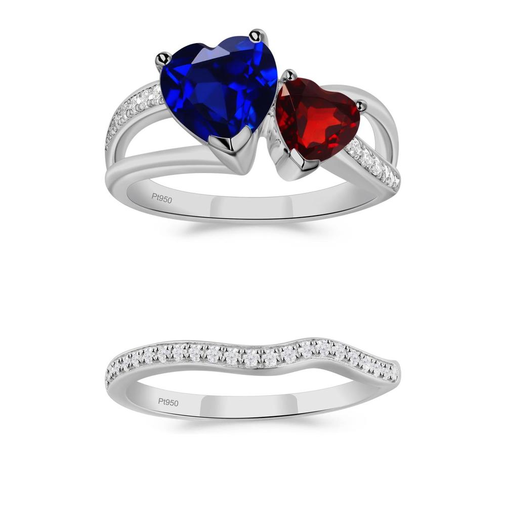 Garnet and Sapphire Heart Toi Et Moi Ring - LUO Jewelry #metal_xxxxx