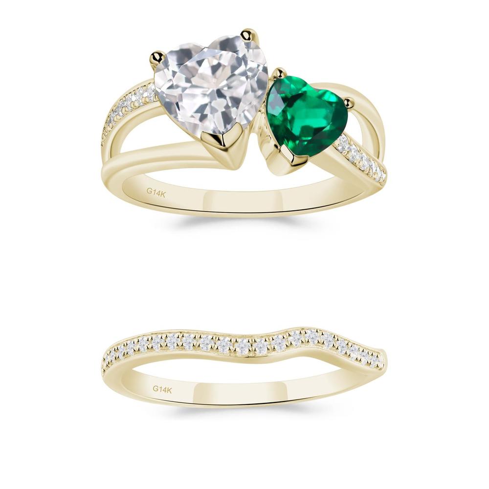 Heart Emerald and White Topaz Toi Et Moi Ring - LUO Jewelry #metal_xxxxx