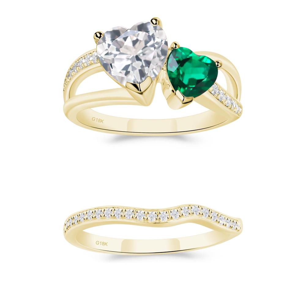 Heart Emerald and White Topaz Toi Et Moi Ring - LUO Jewelry #metal_xxxxx