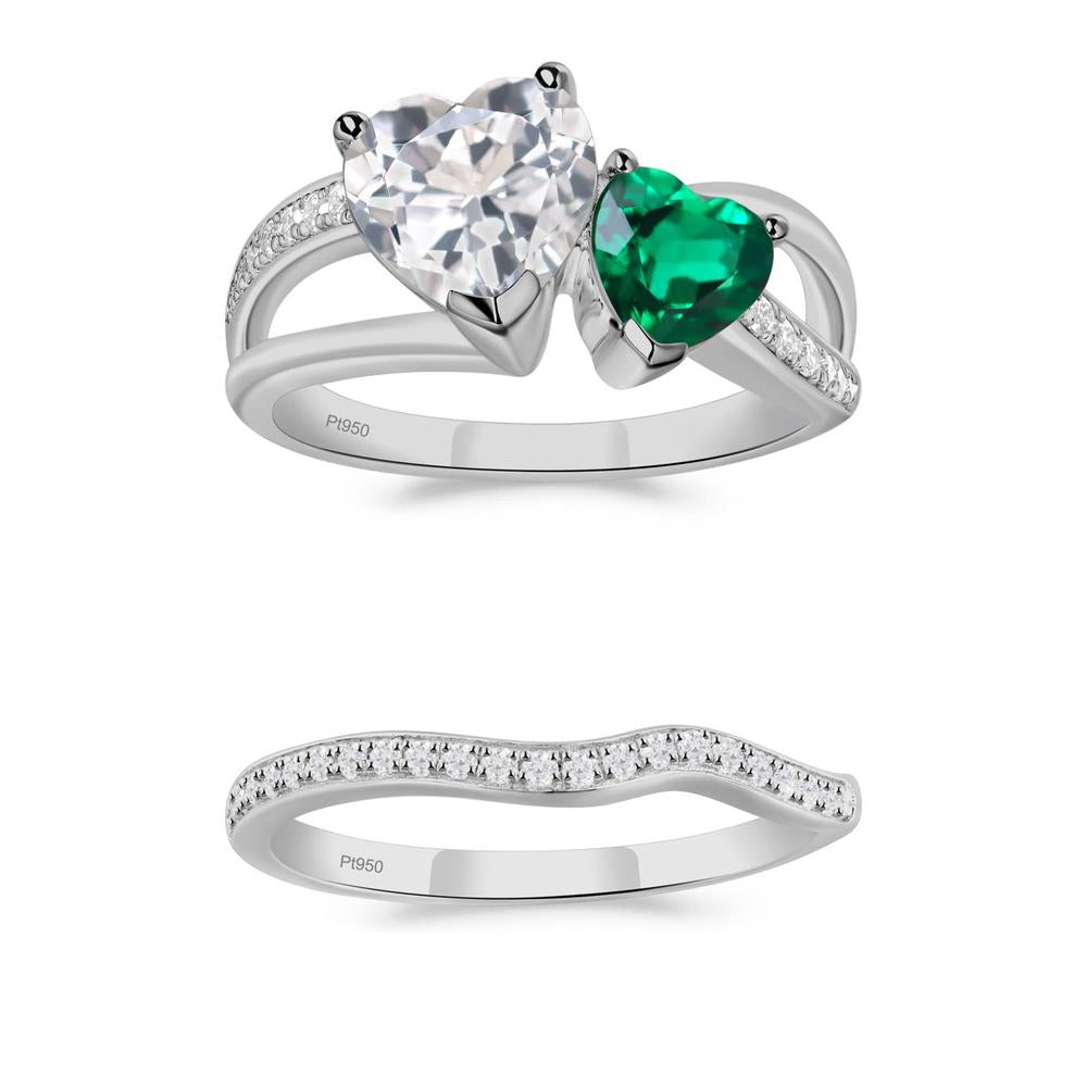 Heart Emerald and White Topaz Toi Et Moi Ring - LUO Jewelry #metal_xxxxx