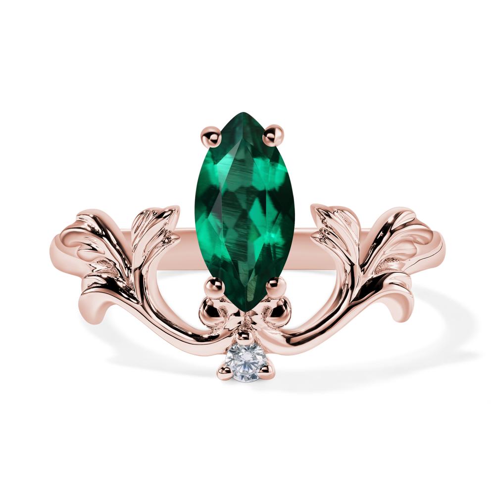Baroque Marquise Cut Lab Grown Emerald Ring - LUO Jewelry #metal_18k rose gold