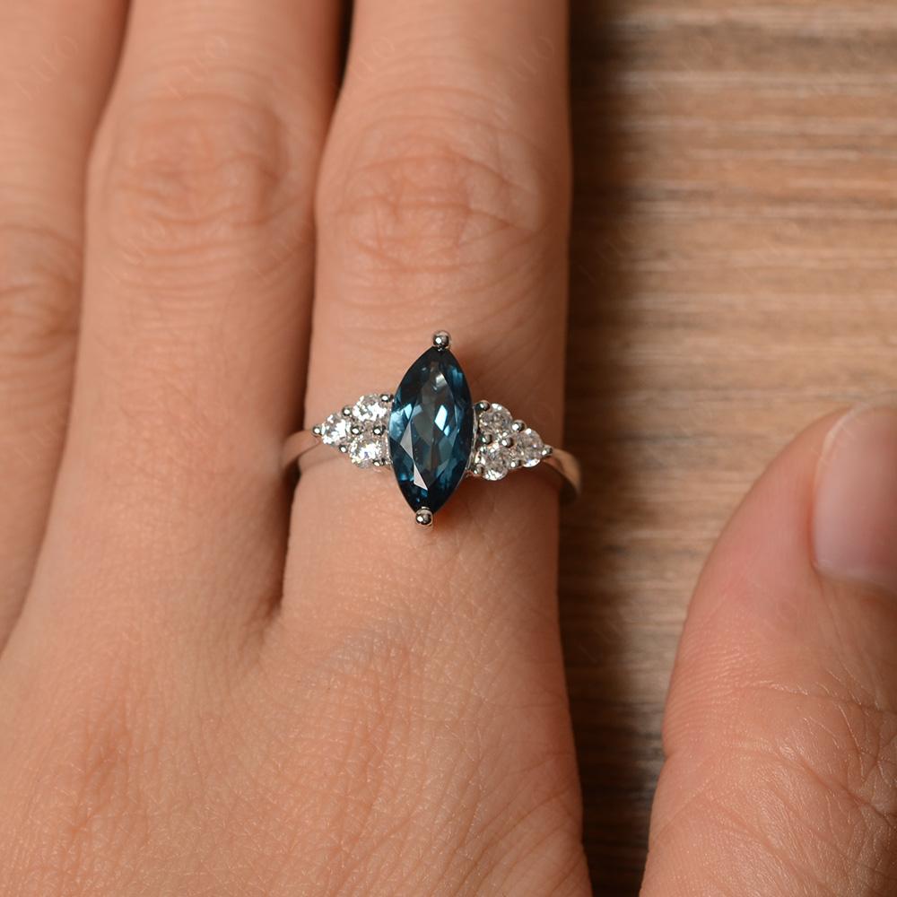 London blue topaz ring marquise popular cut blue gemstone ring sterling silver ring bridal ring