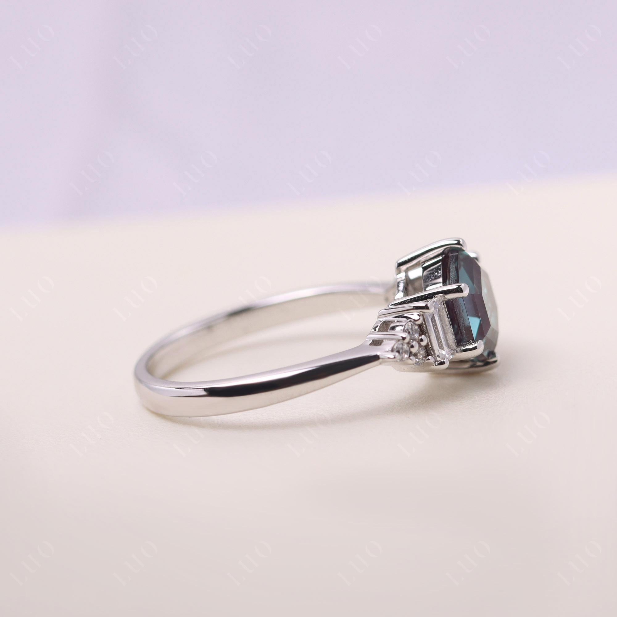 Hexagon Alexandrite Ring with Baguette - LUO Jewelry 