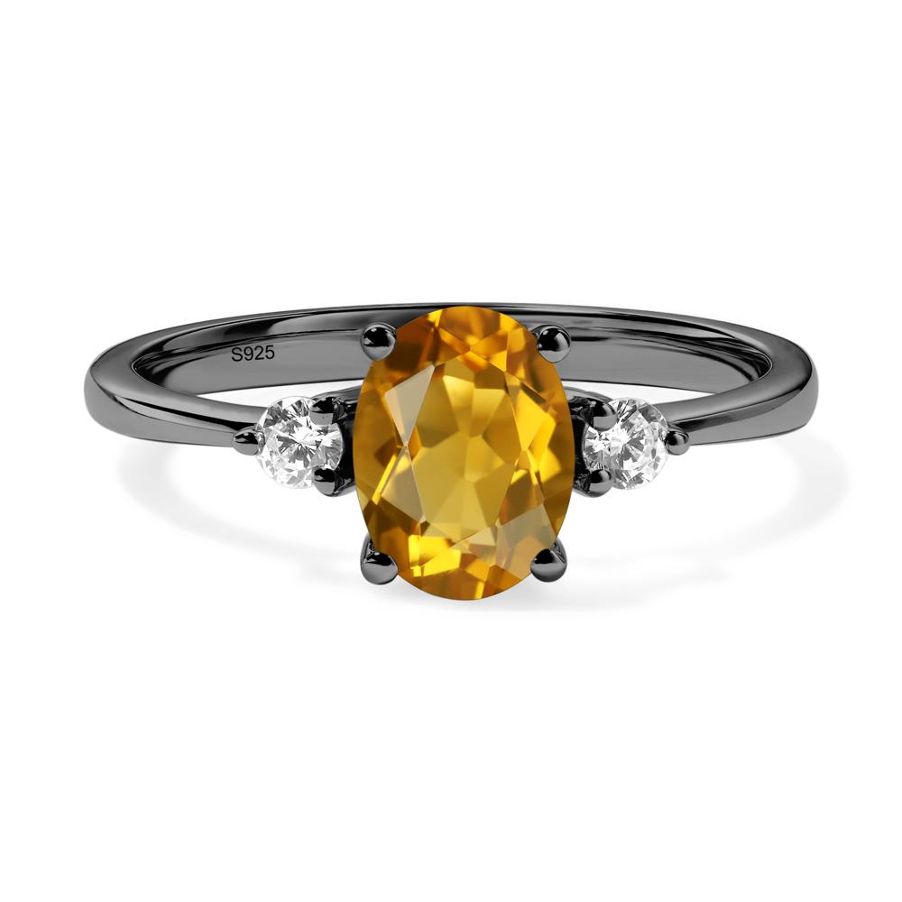 Trilogy Oval Citrine Ring - LUO Jewelry #metal_black finish sterling silver