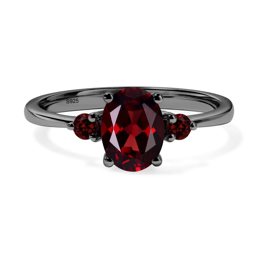 Trilogy Oval Garnet Ring - LUO Jewelry #metal_black finish sterling silver