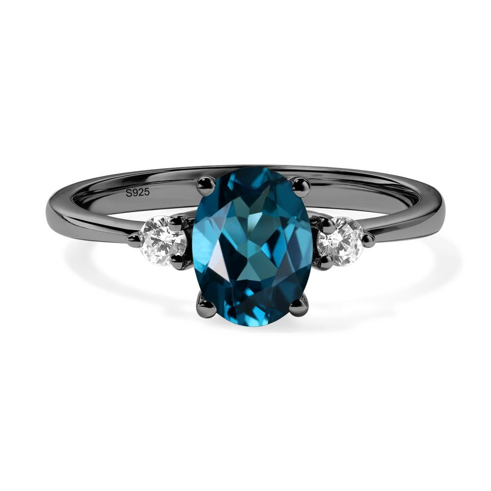 Trilogy Oval London Blue Topaz Ring - LUO Jewelry #metal_black finish sterling silver