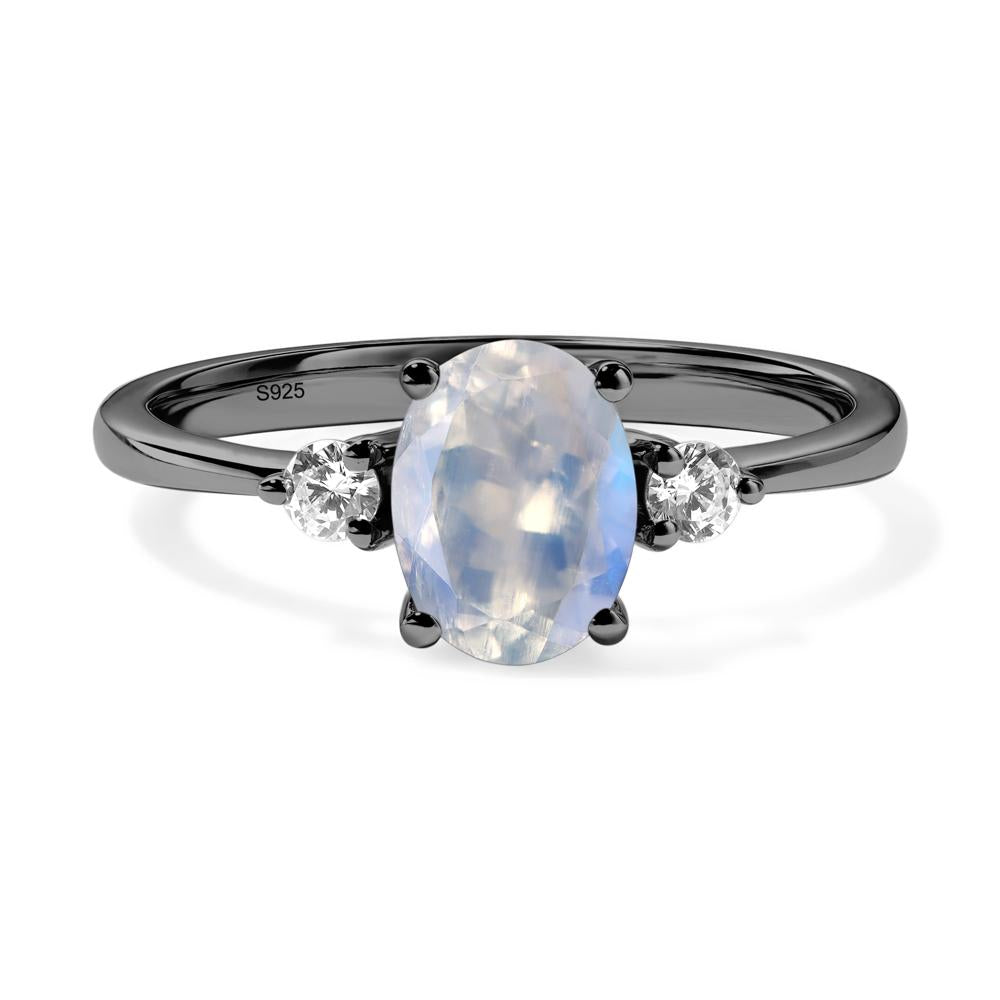 Trilogy Oval Moonstone Ring - LUO Jewelry #metal_black finish sterling silver