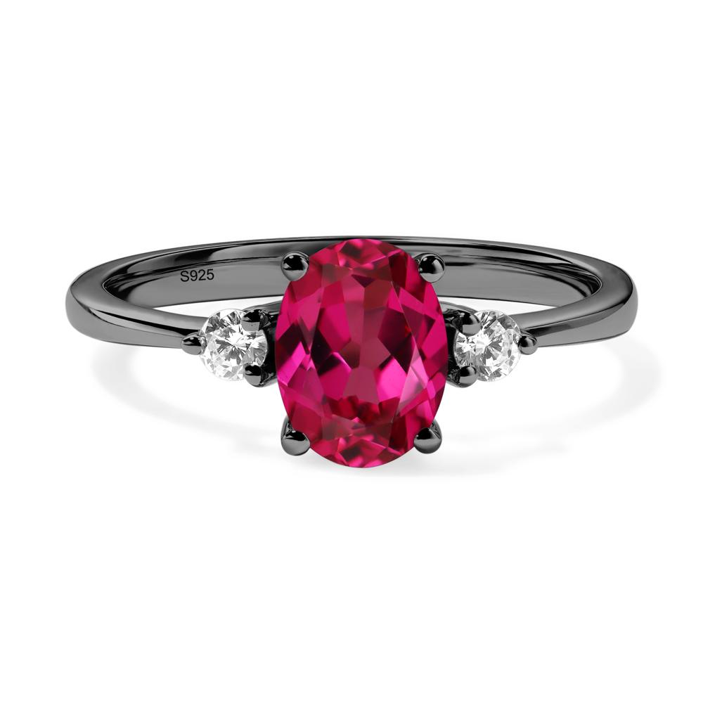Trilogy Oval Ruby Ring - LUO Jewelry #metal_black finish sterling silver