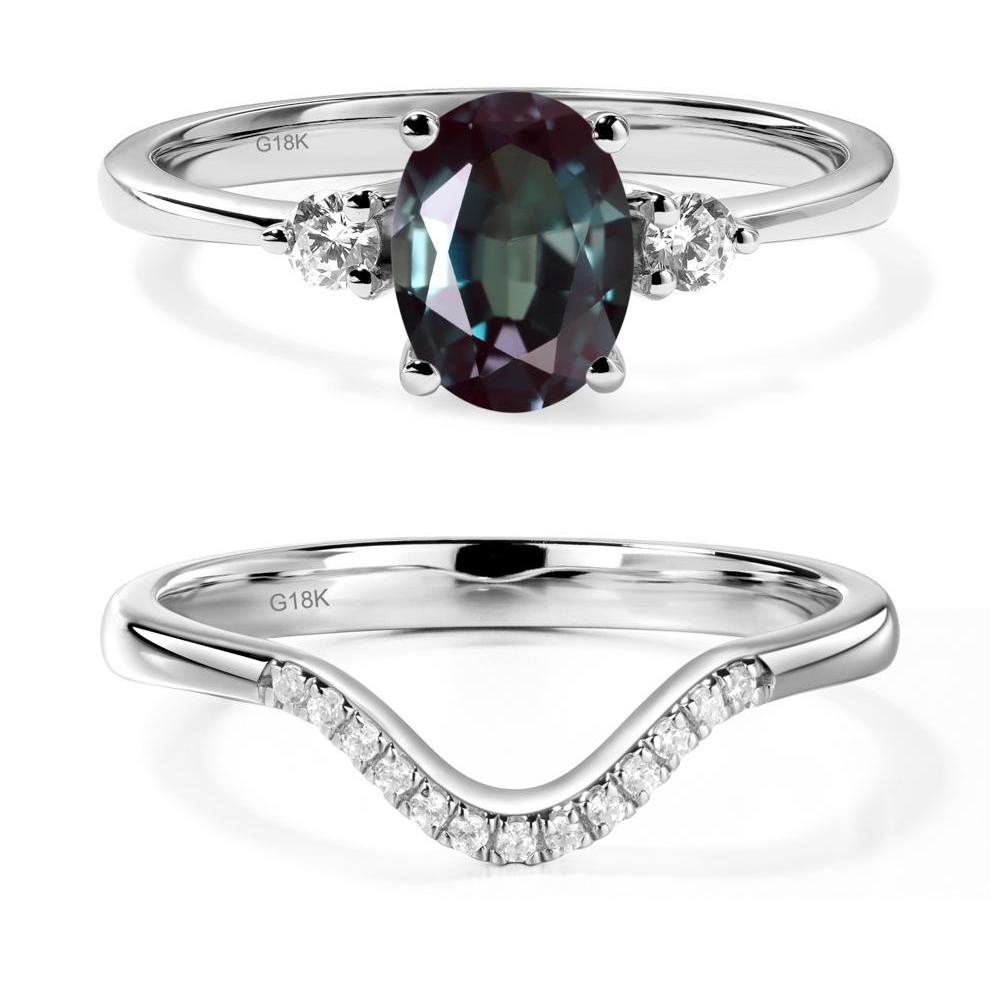 Trilogy Oval Alexandrite Ring - LUO Jewelry #metal_18k white gold