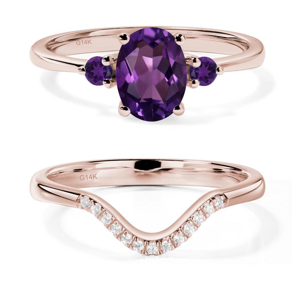 Trilogy Oval Amethyst Ring - LUO Jewelry #metal_14k rose gold