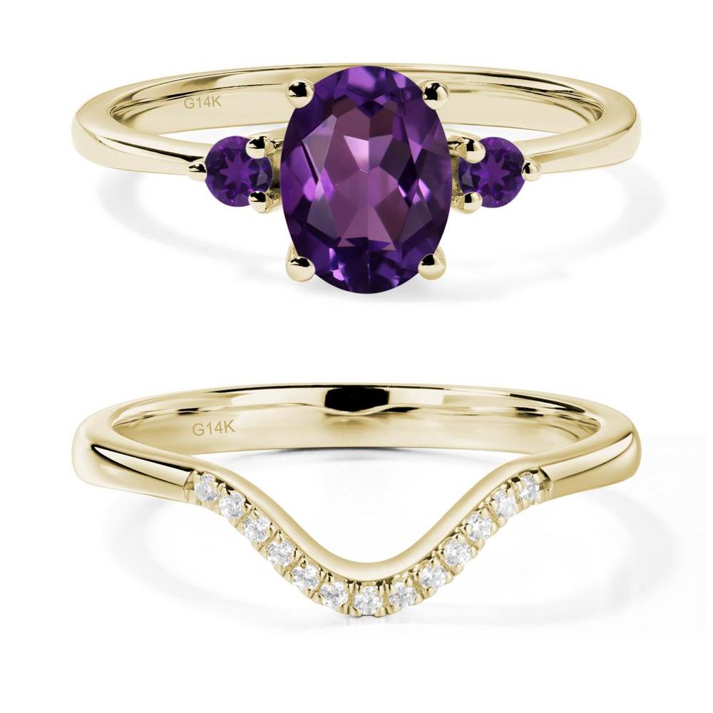 Trilogy Oval Amethyst Ring - LUO Jewelry #metal_14k yellow gold