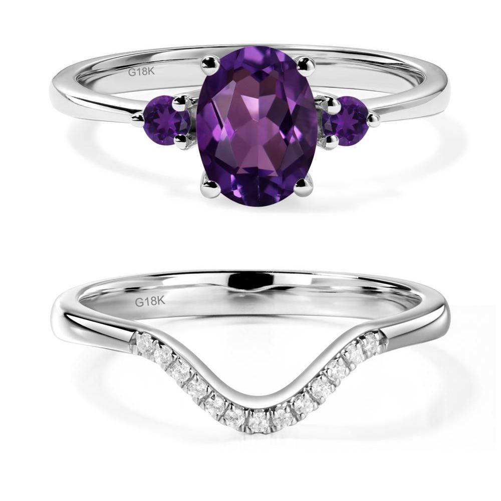 Trilogy Oval Amethyst Ring - LUO Jewelry #metal_18k white gold