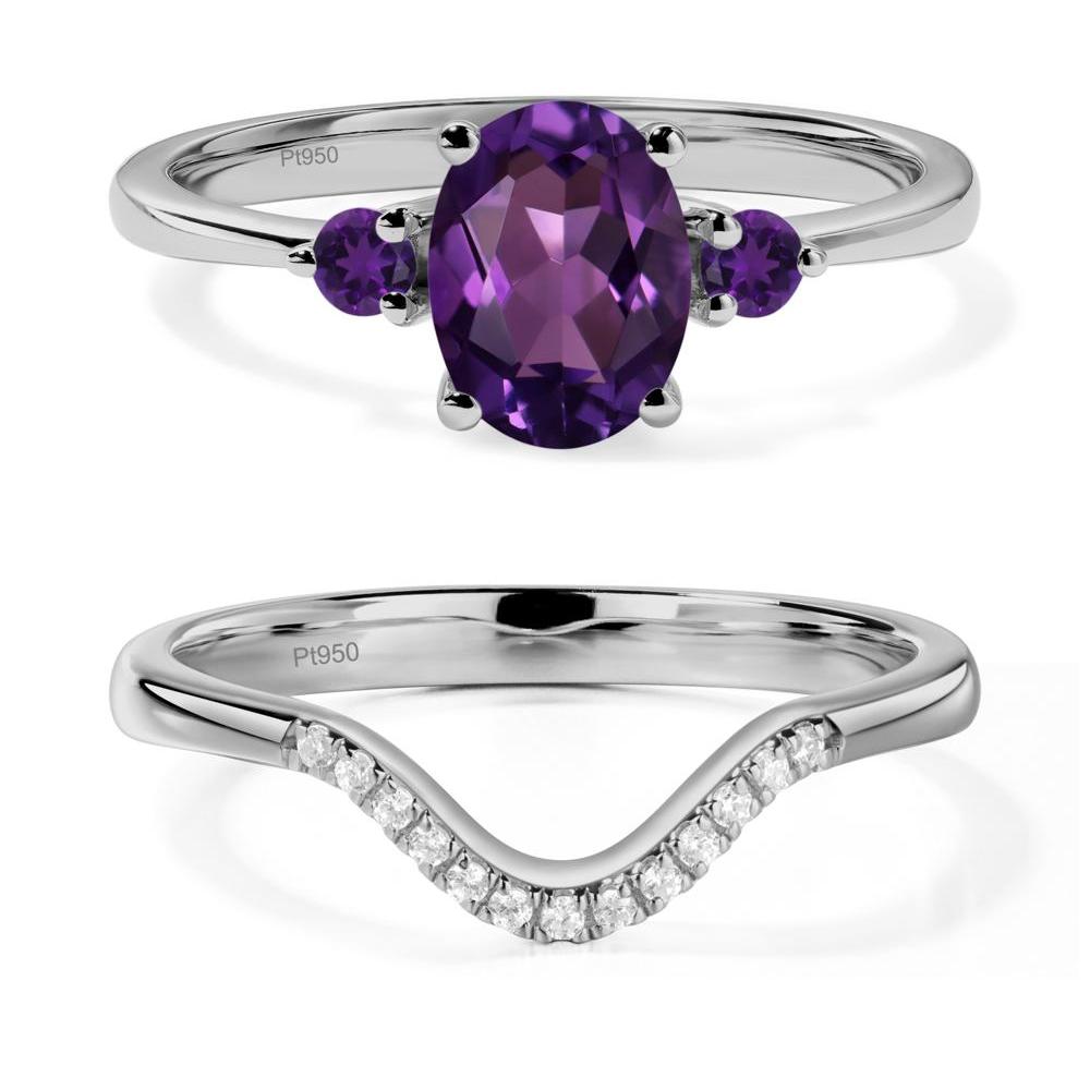 Trilogy Oval Amethyst Ring - LUO Jewelry #metal_platinum