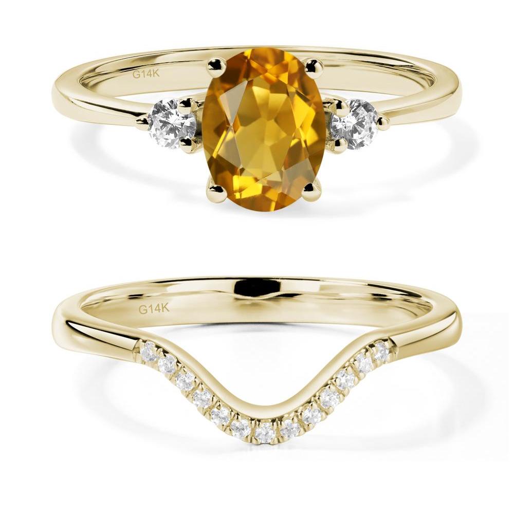 Trilogy Oval Citrine Ring - LUO Jewelry #metal_14k yellow gold