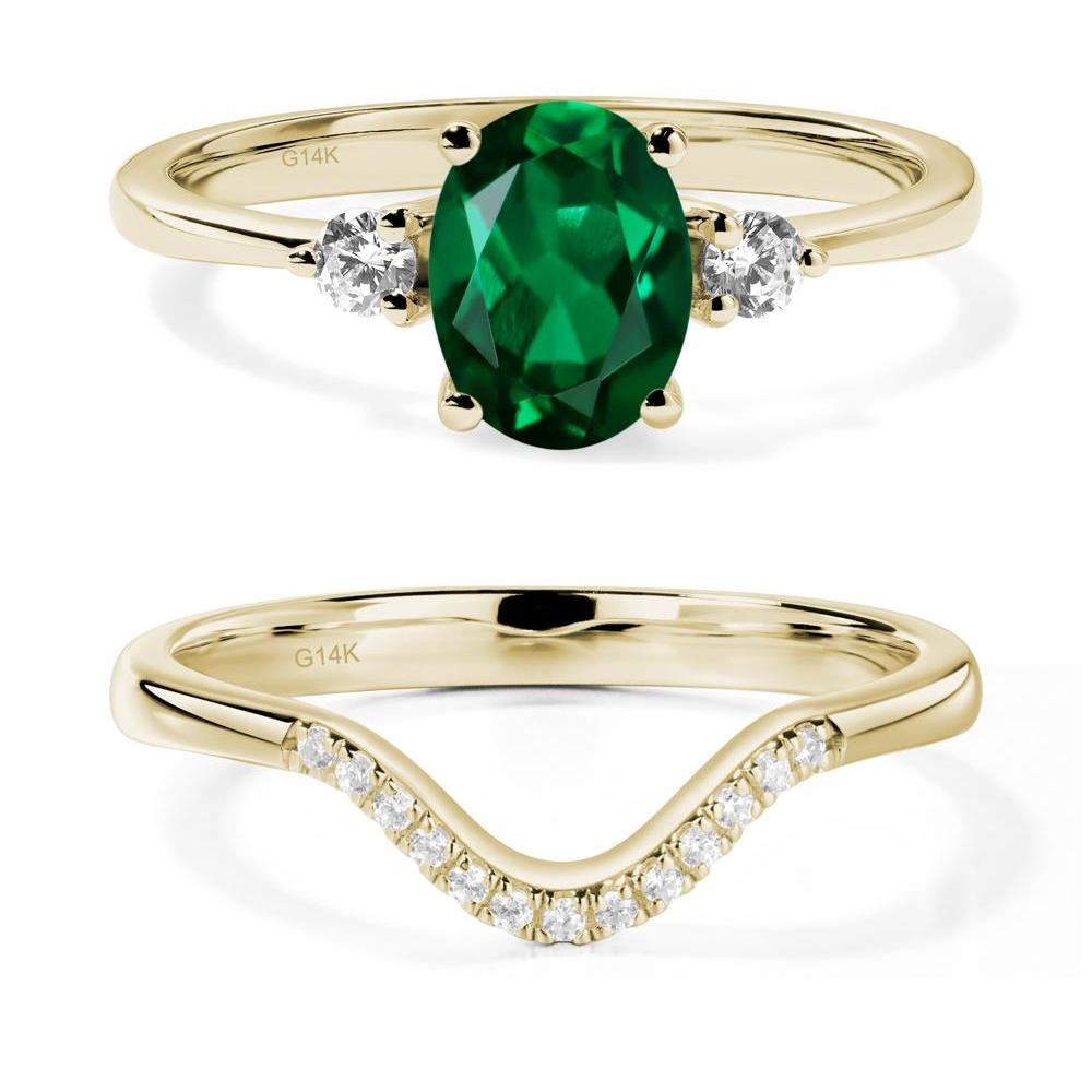 Trilogy Oval Emerald Ring - LUO Jewelry #metal_14k yellow gold