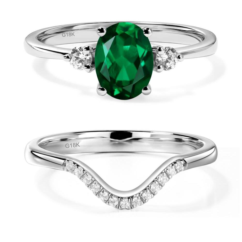 Trilogy Oval Emerald Ring - LUO Jewelry #metal_18k white gold