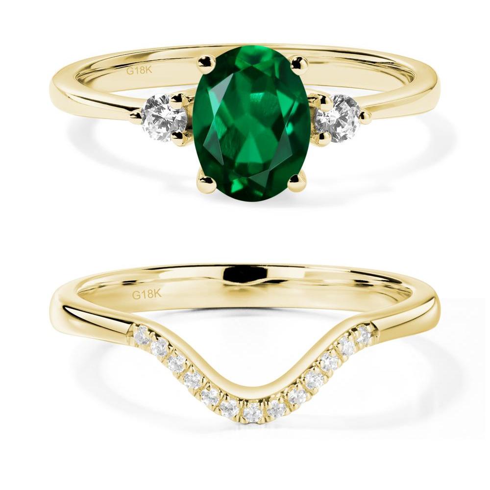 Trilogy Oval Emerald Ring - LUO Jewelry #metal_18k yellow gold