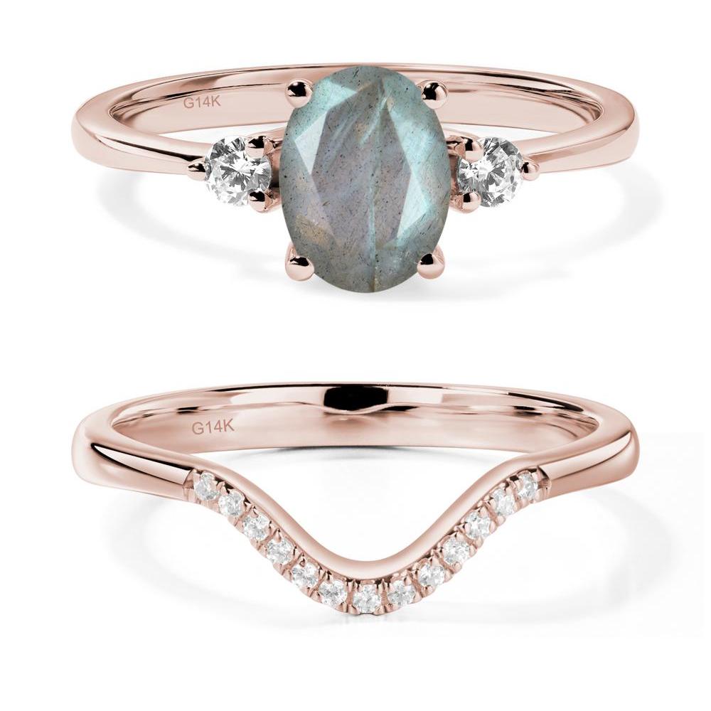 Trilogy Oval Labradorite Ring - LUO Jewelry #metal_14k rose gold