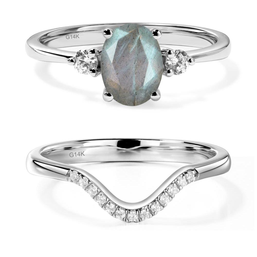 Trilogy Oval Labradorite Ring - LUO Jewelry #metal_14k white gold