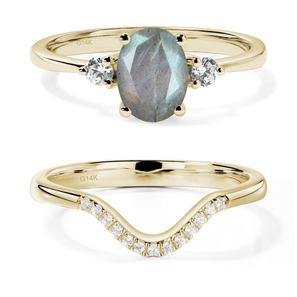 Trilogy Oval Labradorite Ring - LUO Jewelry #metal_14k yellow gold