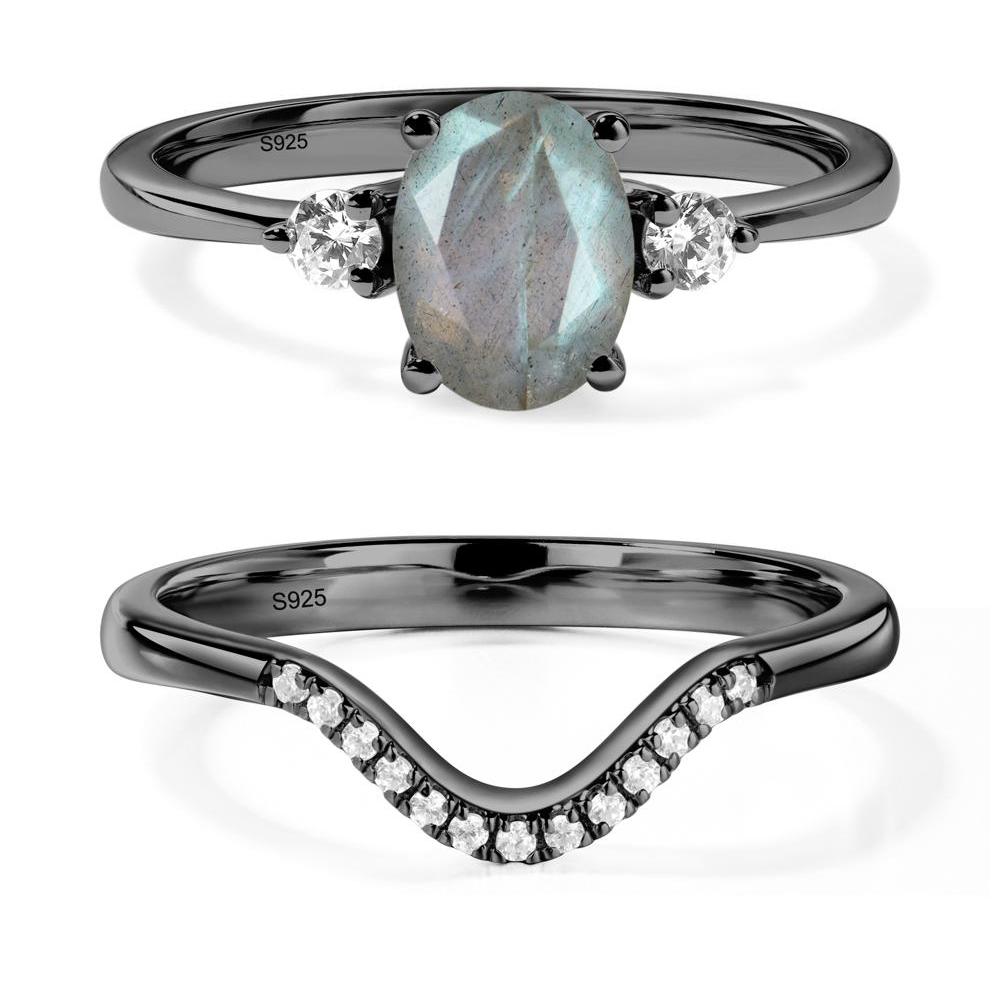 Trilogy Oval Labradorite Ring - LUO Jewelry #metal_black finish sterling silver