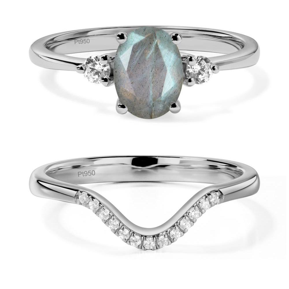 Trilogy Oval Labradorite Ring - LUO Jewelry #metal_platinum