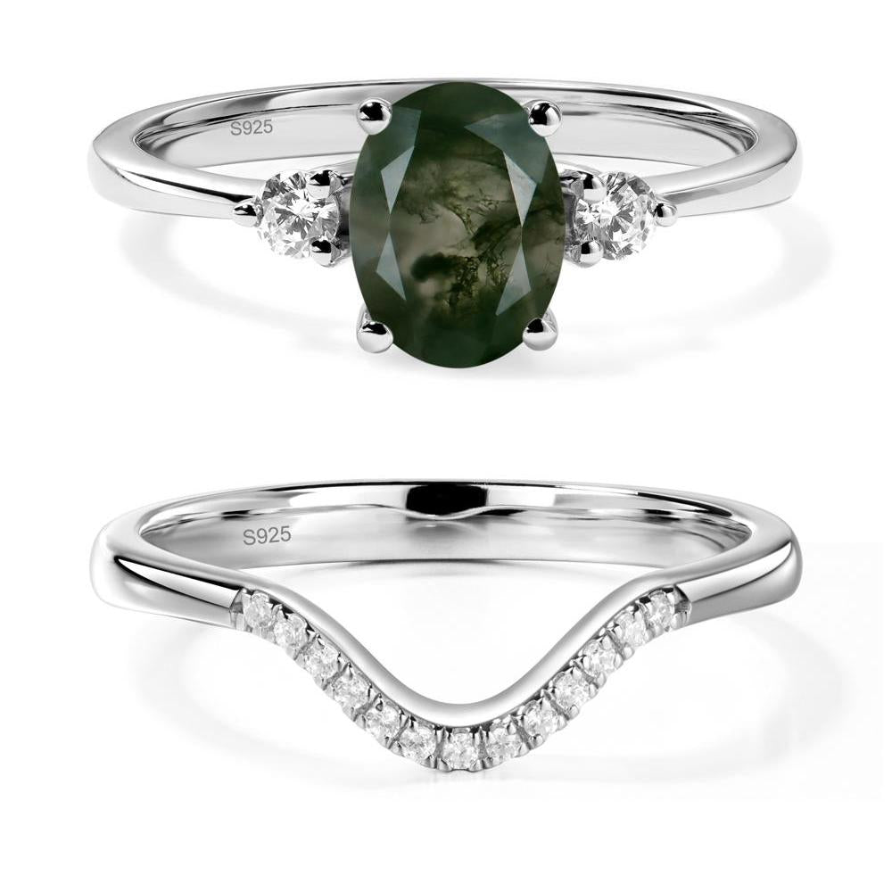 Natural Green Moss Agate outlet Halo White Gold Over Ring S925 Sz 7