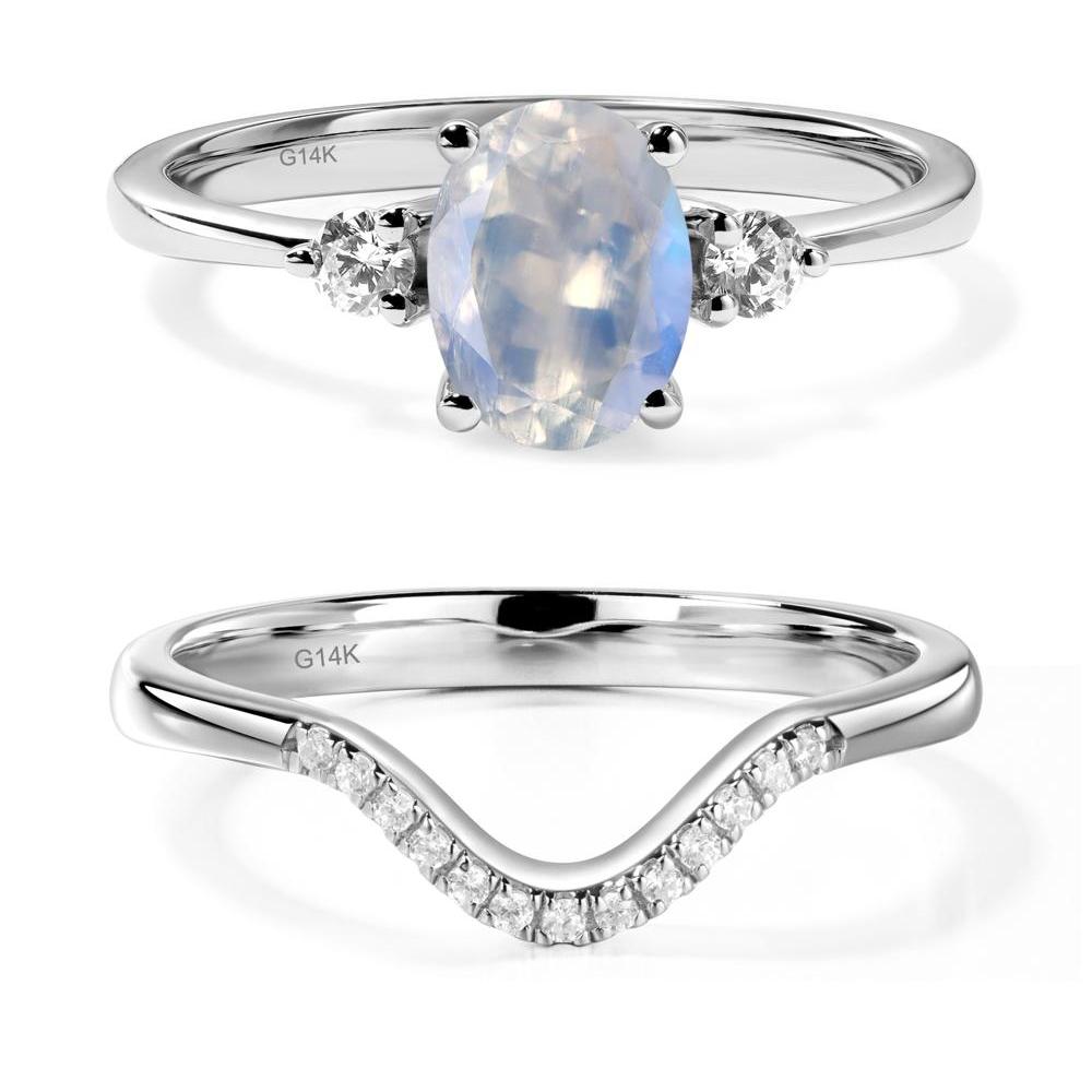 Trilogy Oval Moonstone Ring - LUO Jewelry #metal_14k white gold