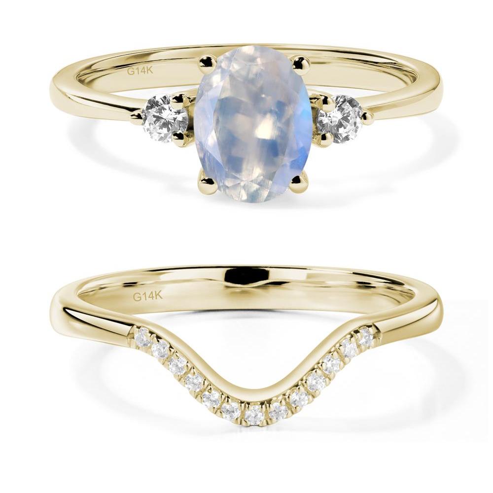 Trilogy Oval Moonstone Ring - LUO Jewelry #metal_14k yellow gold