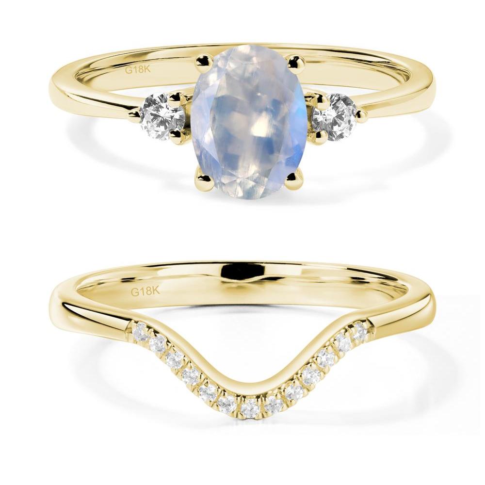 Trilogy Oval Moonstone Ring - LUO Jewelry #metal_18k yellow gold