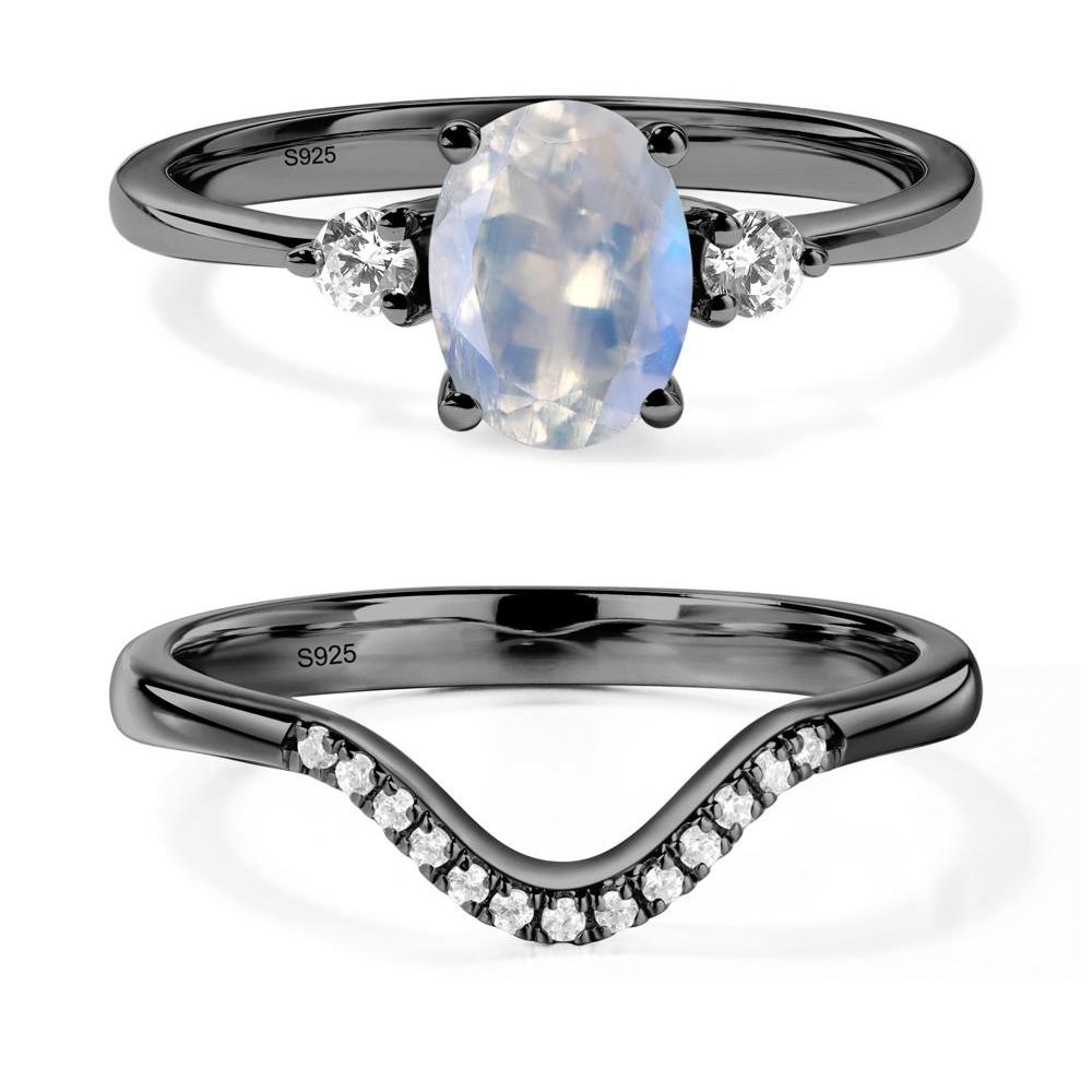 Trilogy Oval Moonstone Ring - LUO Jewelry #metal_black finish sterling silver