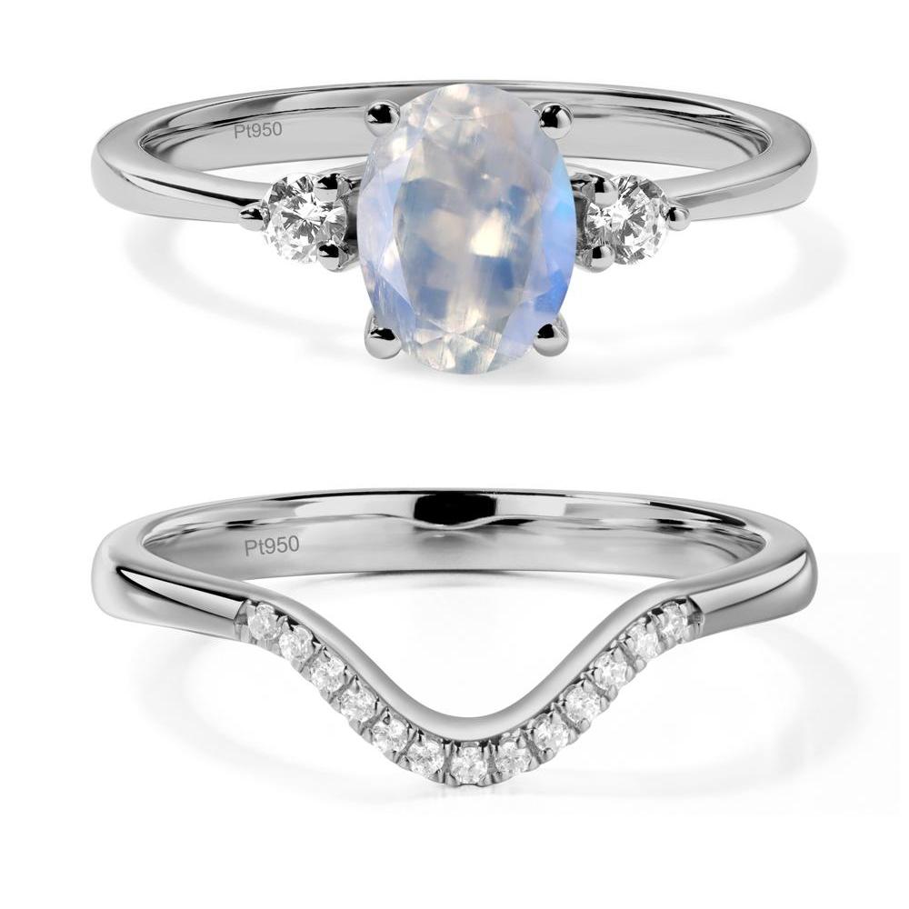 Trilogy Oval Moonstone Ring - LUO Jewelry #metal_platinum