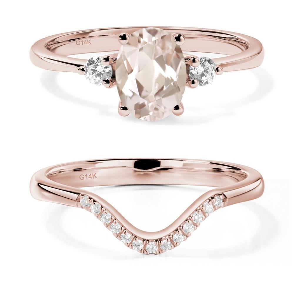 Trilogy Oval Morganite Ring - LUO Jewelry #metal_14k rose gold