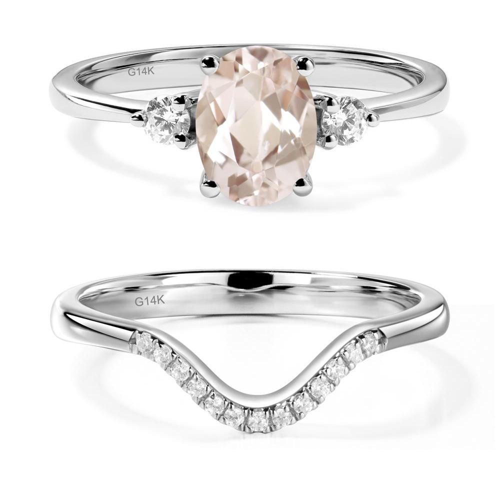 Trilogy Oval Morganite Ring - LUO Jewelry #metal_14k white gold