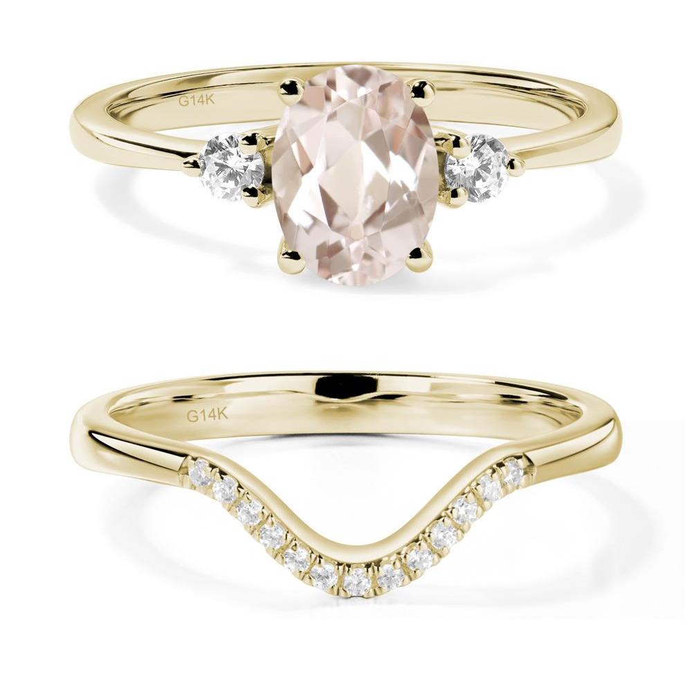 Trilogy Oval Morganite Ring - LUO Jewelry #metal_14k yellow gold