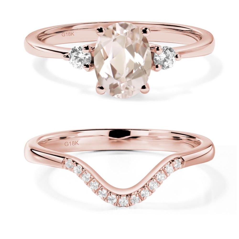 Trilogy Oval Morganite Ring - LUO Jewelry #metal_18k rose gold