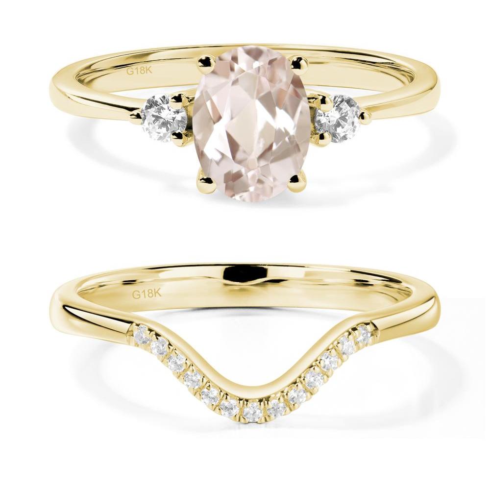 Trilogy Oval Morganite Ring - LUO Jewelry #metal_18k yellow gold